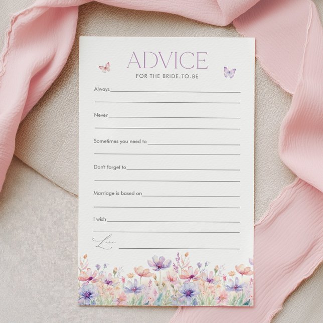 Conseils pour la mariée Jeu de baby shower papillo (Wildflower Butterfly Bridal Shower Advice for the Bride Game | Lifetime of butterflies)