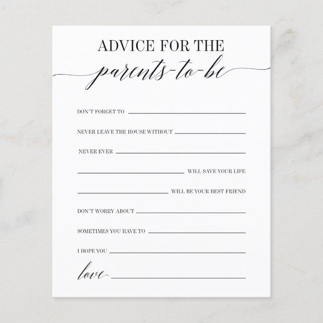 Conseils Pour Le Jeu De Baby shower Parents-To-Be (Devant)