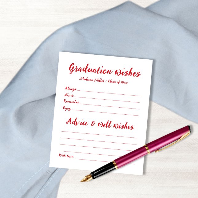 Conseils & Souhaits Pour Les Grilles Rouges (Advice & Wishes For Graduate Red Handwritten Font)
