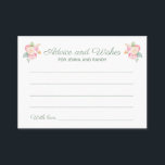 Conseils Voeux Aquarelle Fleurs Cartes de Mariage<br><div class="desc">Ces belles cartes de conseil et de voeux floraux seront l'addition parfaite à un wedding shower ou à la réception de mariage. Ce design combine écriture manuscrite et polices de caractères en vert sauge et surligné par un bouquet aquarelle. Il y a de l'espace pour que les invités laissent leur...</div>