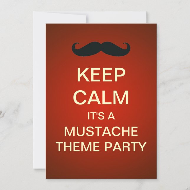 Conserver le calme Mustache Theme Party Invitation (Devant)