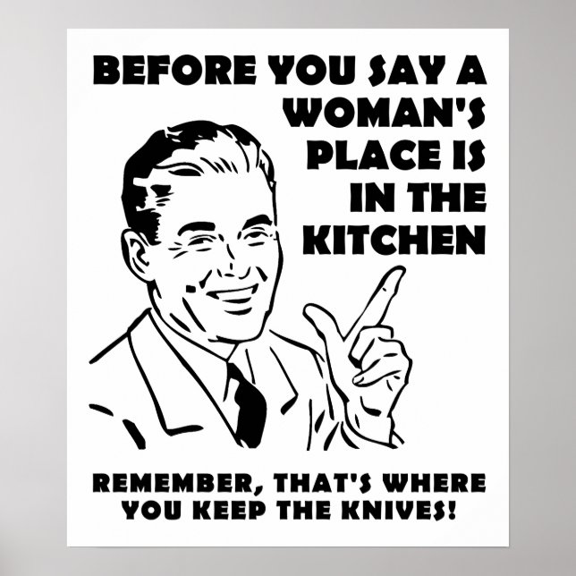 Conserver les couteaux dans la cuisine Affiche drô (Devant)