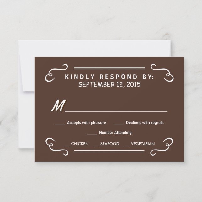Consommer Boire et RSVP Chocolat Brown Mariage Rép (Devant)