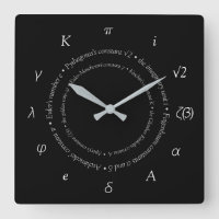 Constantes mathématiques Carré Horloge murale