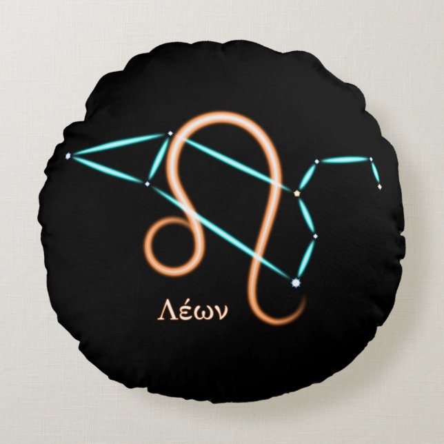 Constellation du zodiaque Lion Coussin Rond (Devant)