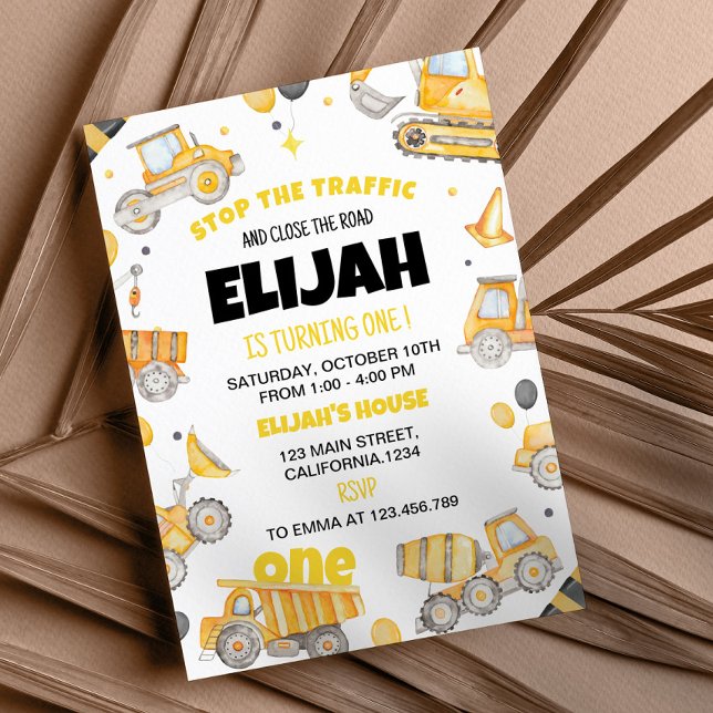 Construction 1er Anniversaire Invitation (Créateur téléchargé)