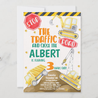 Construction aquarelle Invitation d'anniversaire