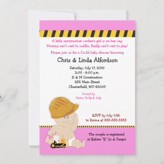 CONSTRUCTION Baby shower OUVRIER Invitation 5x7