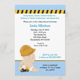 CONSTRUCTION Baby shower OUVRIER Invitation 5x7