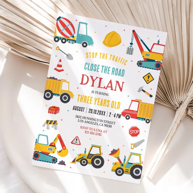 Construction Boy Birthday Invitation (Créateur téléchargé)