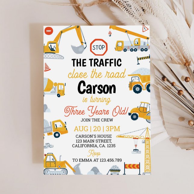 Construction Camion Boy Invitation Anniversaire (Créateur téléchargé)