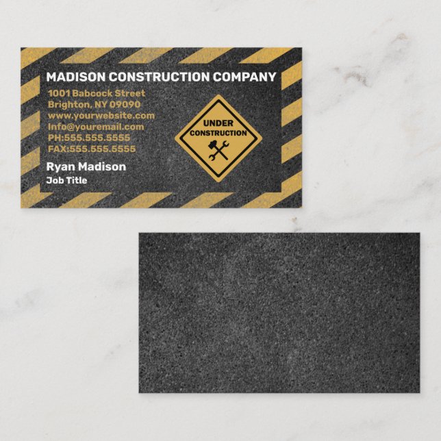 Construction | Carte de visite de l'entrepreneur (Devant / Derrière)