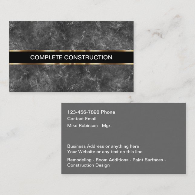 Construction classique remodeler les Cartes de vis (Devant / Derrière)