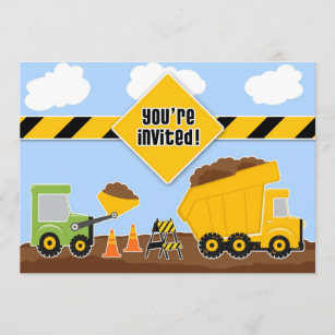 Invitations Faire Part Cartes Anniversaire Camion Construction Zazzle Fr