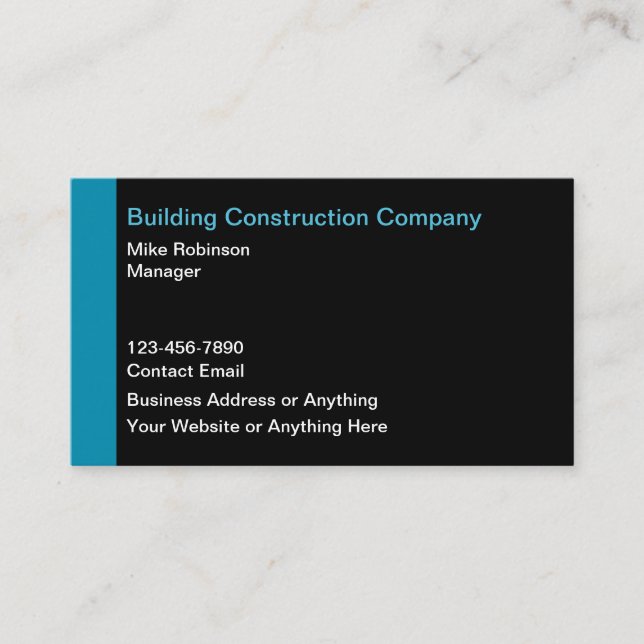 Construction Et Construction Cartes de visite Mode (Devant)