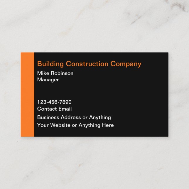 Construction Et Construction Cartes de visite Mode (Devant)