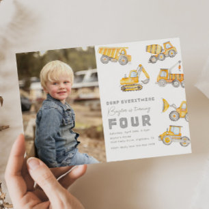 Construction Photo 4e anniversaire Invitation