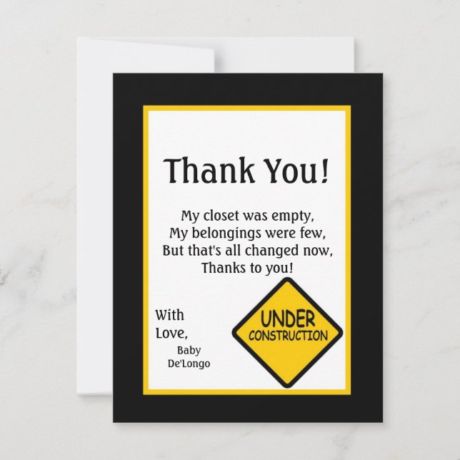 construction PLATE du carte de remerciements 4x5 (Devant)