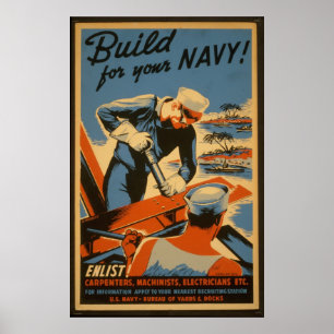 Construction pour votre marine, affiche recruteuse