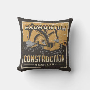 Construction rétro - Oreiller à lancer d'excavateu