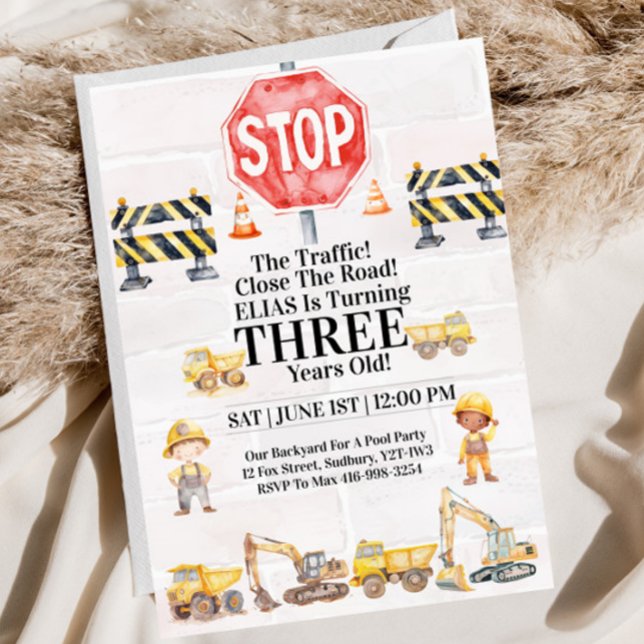 Construction Themed Children's Birthday Invitation (Créateur téléchargé)