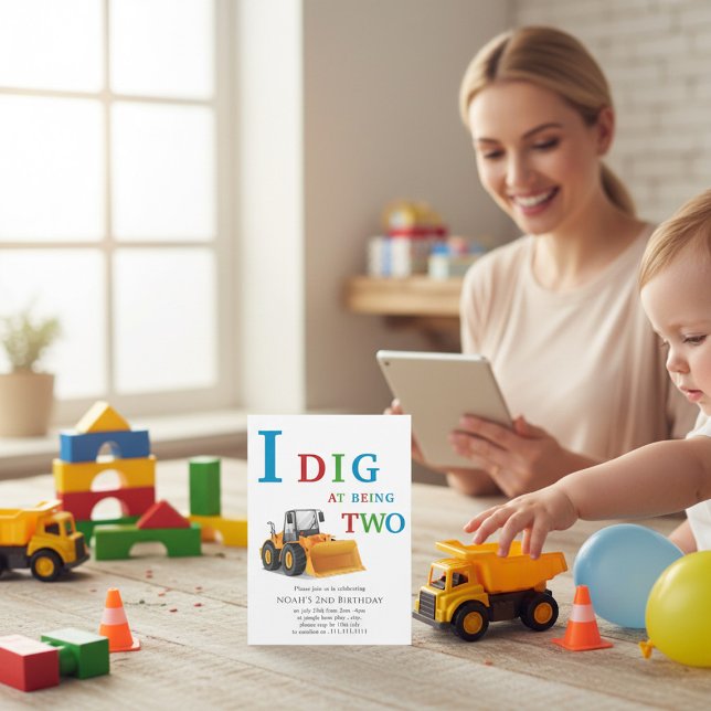 Construction Vehicle Birthday Boy Invitation (Créateur téléchargé)