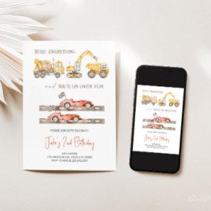 Construction Voitures de Course Invitation Thème c