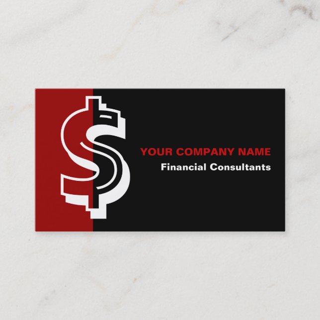 Consultant financier carte de visite noir rouge (Devant)