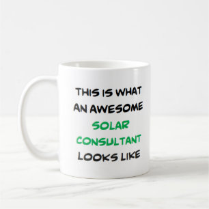 consultant solaire, énorme tasse de café