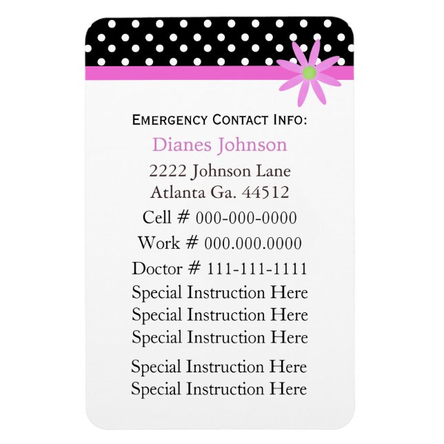 Contact d'urgence : Babysitter Premium Magnet (Vertical)