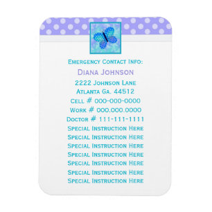 Contact d'urgence : Magnet Premium Papillon