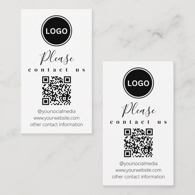 Contactez-nous | Code QR Carte de visite moderne (Devant / Derrière)