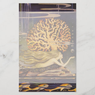 Conte de fée vintage, petite sirène dans le corail
