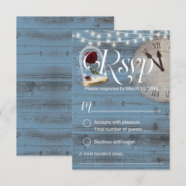 Conte rustique Dusty Blue Barn Wedding RSVP (Devant / Derrière)