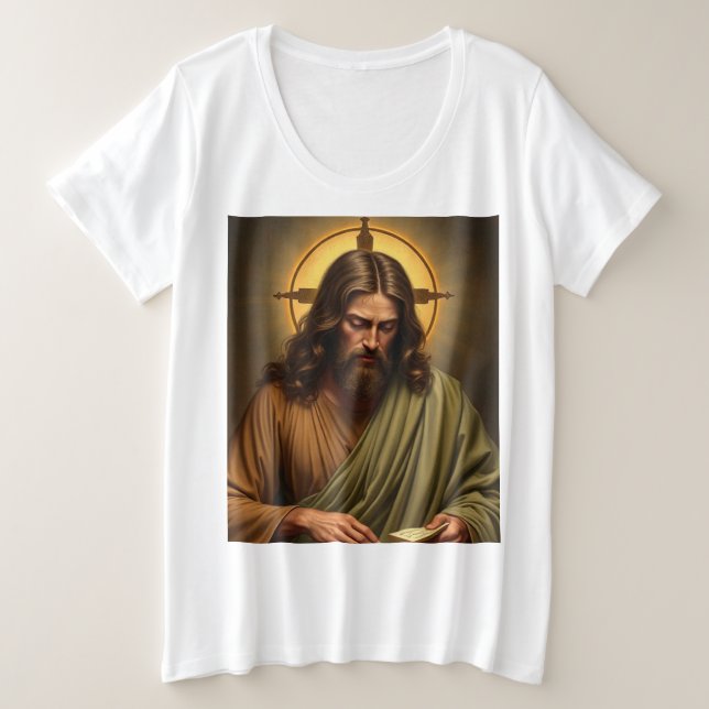 Contemplative Jésus Femmes Plus Taille Tee - shirt (Design devant)