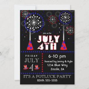 Contemporain 4 juillet Feux d'artifice Invitations