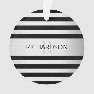 Contemporain Faux Argent Ombre Rayures & Noir