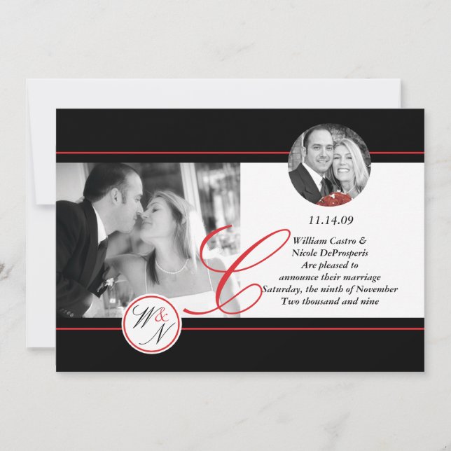 Contemporain Monogramme Mariage Faire-part (Devant)