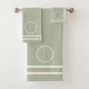 Contemporain Serene Elégant Vert Unique Monogramm