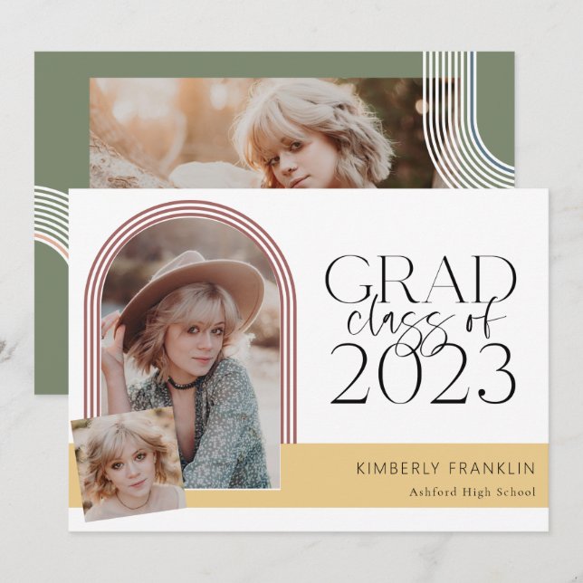 Contemporary Chic Graduation Photo Invitation (Devant / Derrière)