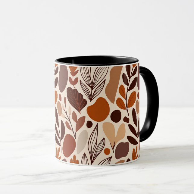 Contemporary Organic Pattern Mug – Earthy Tones (Devant droit)