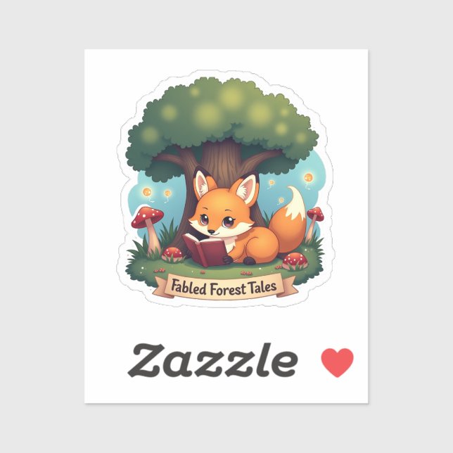 Contes Forestiers Fables - Sticker Fox mignon (Feuille)
