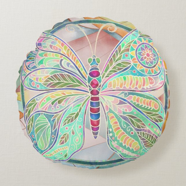 "Conteur de Rêves d'Enfance" Coussin Rond (Devant)