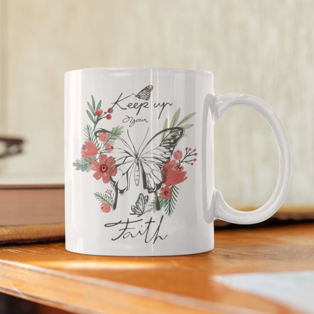 Continuez Votre Foi Mug Floral (Créateur téléchargé)