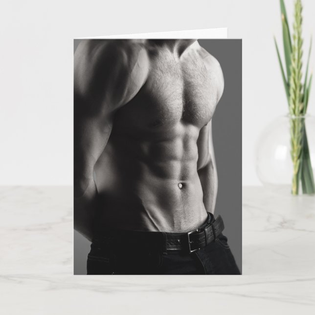Contours en Grey Hot Guy Carte de voeux (Devant)