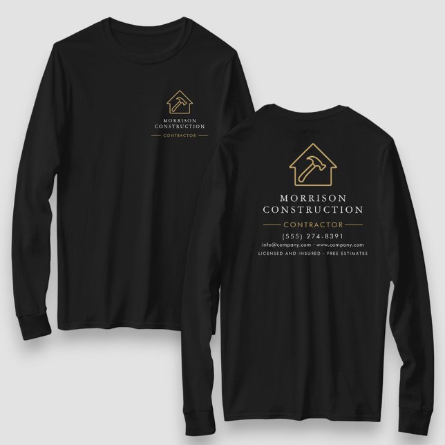Contractor Home Repair Black Gold Work T-Shirt (Créateur téléchargé)