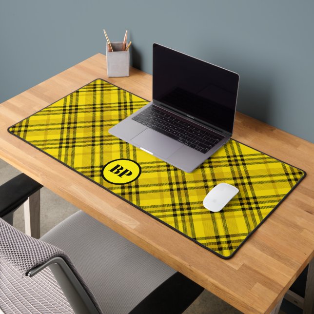 CONTRÔLE PERSONNALISÉ PLAID ÉLÉGANT JAUNE NOIR (Bureau 2)