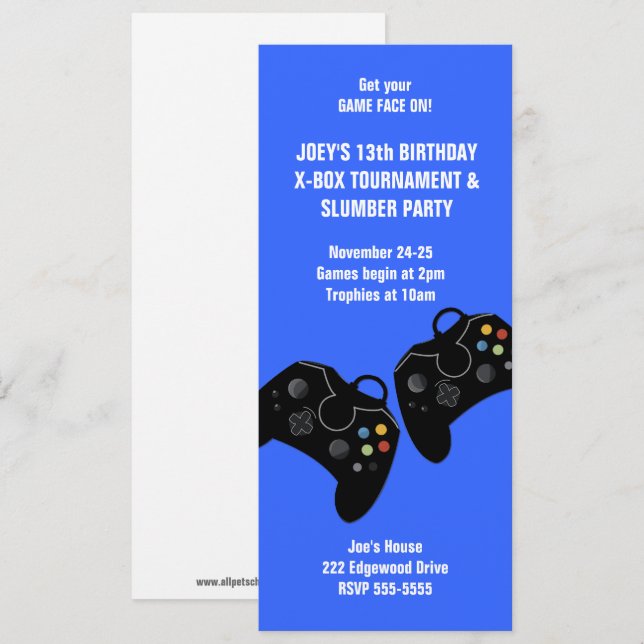 Contrôleur de jeu vidéo Invitation d'anniversaire  (Devant / Derrière)