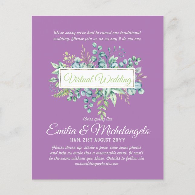 Conversation vidéo Mariage virtuel Invitations en  (Devant)