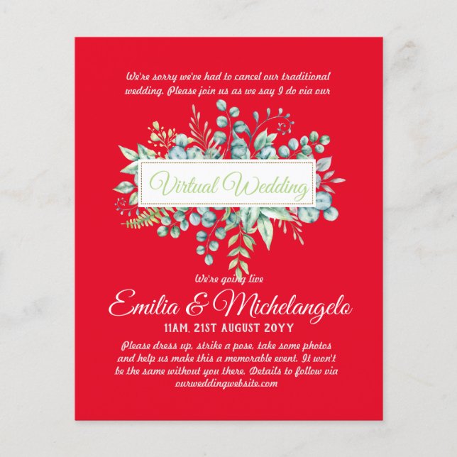 Conversation vidéo Mariage virtuel Invitations en  (Devant)